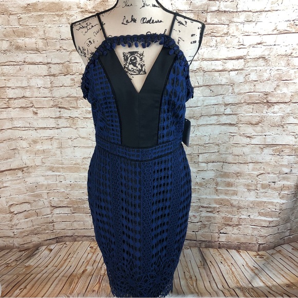 New Harlyn Chiffon Lace a halter Dress Large - Picture 6 of 12